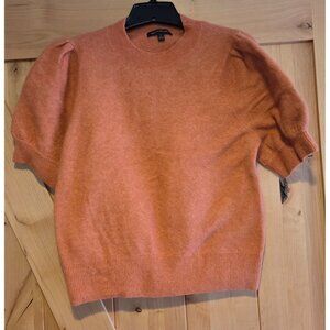 Banana Republic Size L Alpaca Wool Blend Puff Sleeve Sweater Orange Short Sleeve